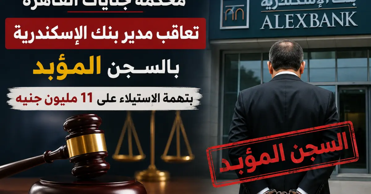 السجن المؤبد لمدير بنك الإسكندرية بعد إدانته بالاستيلاء على 11 مليون جنيه