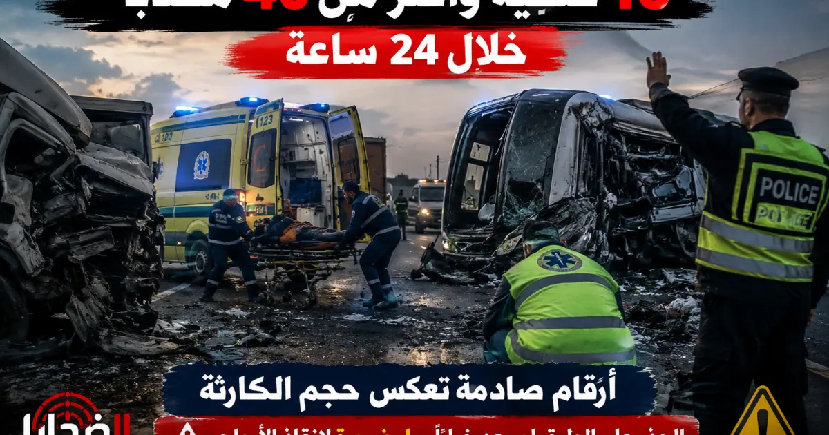 16 ضحية وأكثر من 40 مصابًا خلال 24 ساعة.. أرقام صادمة تعكس حجم الكارثة وتؤكد أن الحذر على الطرق لم يعد خيارًا، بل ضرورة لإنقاذ الأرواح.