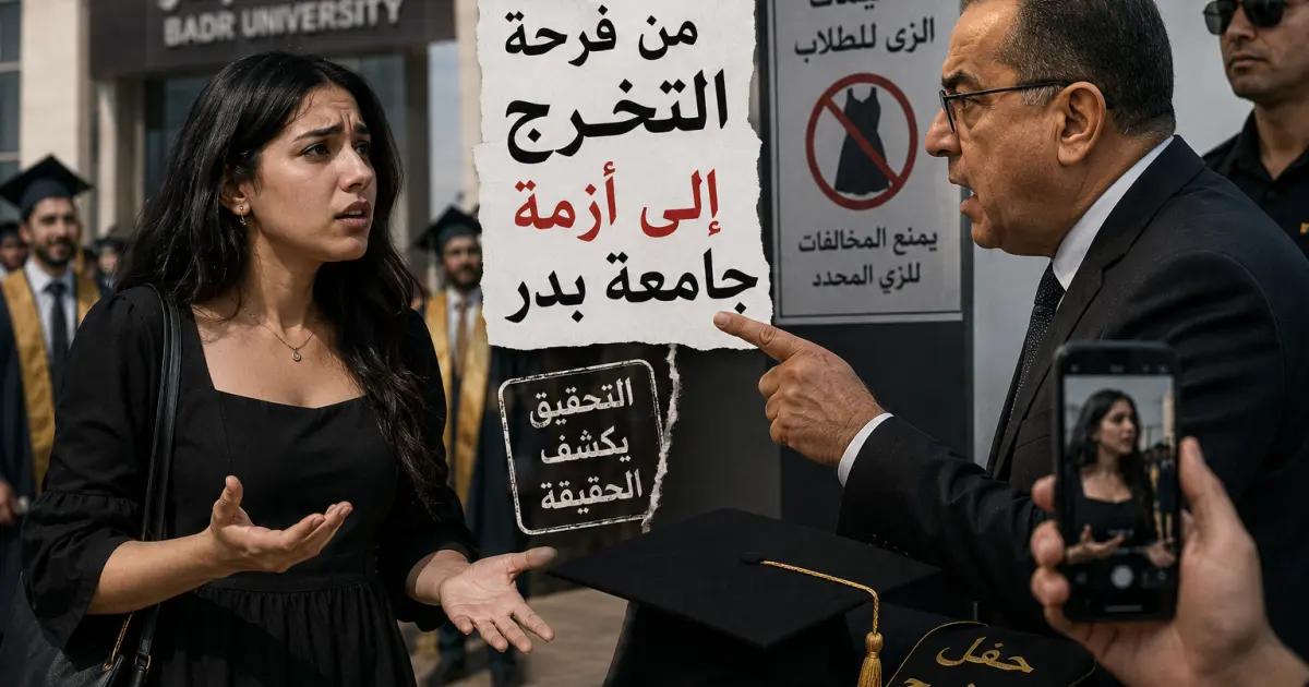 طالبة بجامعة بدر تتهم عميد «الطب البيطري» بالتجاوز اللفظي وتصويرها خلال يوم التخرج