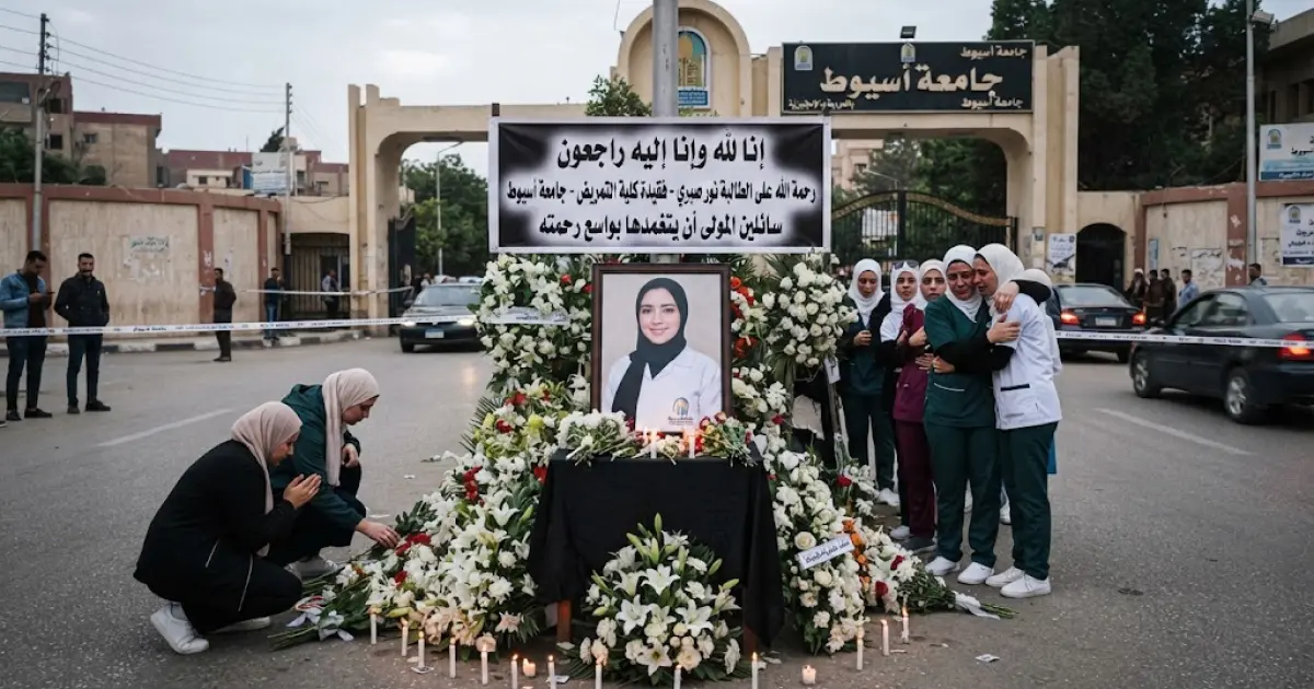 وفاة الطالبة نور وليد صبري في حادث أمام بوابة جامعة أسيوط