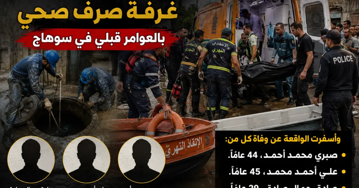 مصرع 3 عمال داخل غرفة صرف صحي بالعوامر قبلي في سوهاج